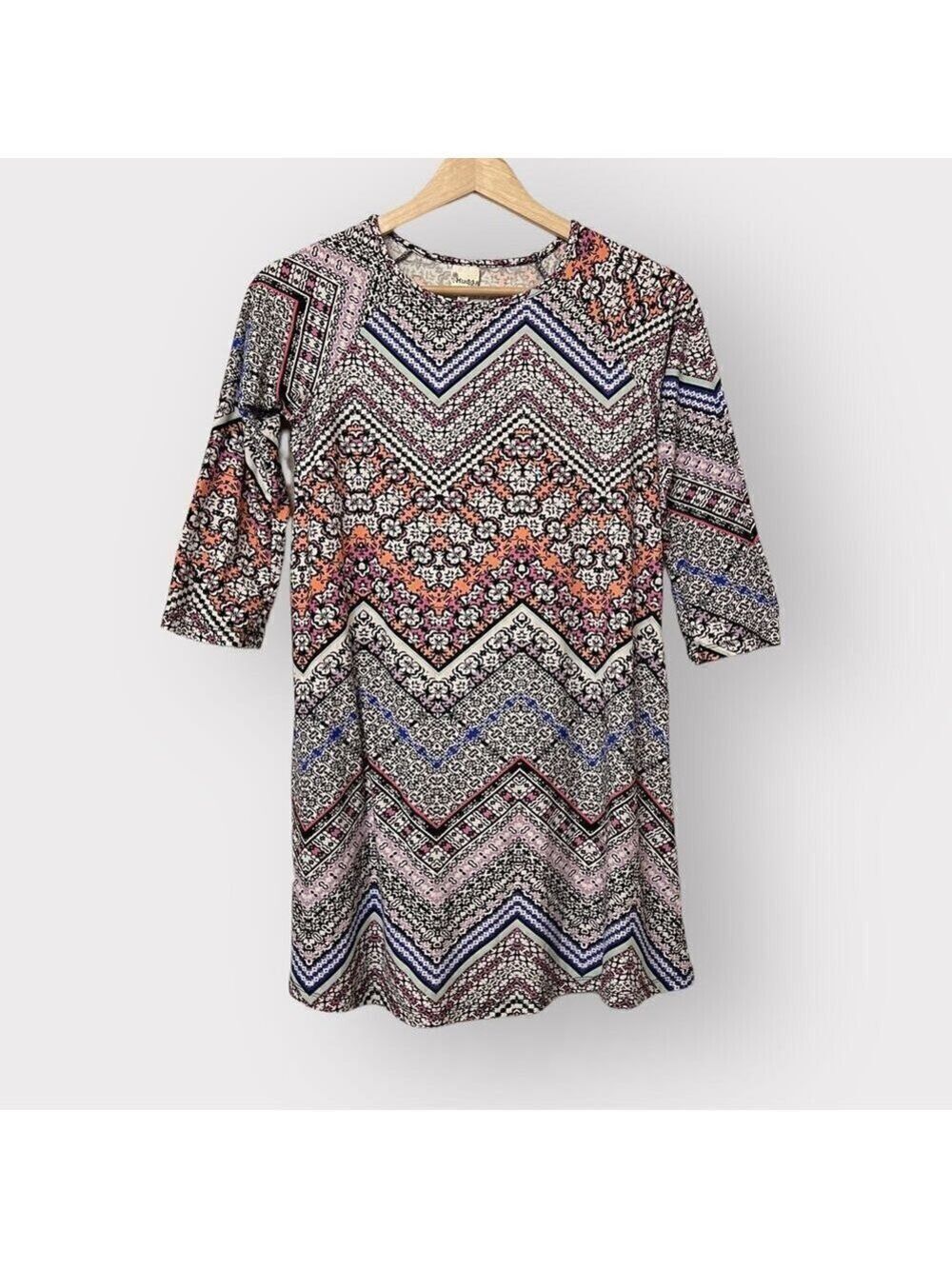 5/$25 ⭐️ Mudd Girls 14 Long Sleeve Skater Mini Dress Floral ZigZag Fall Casual